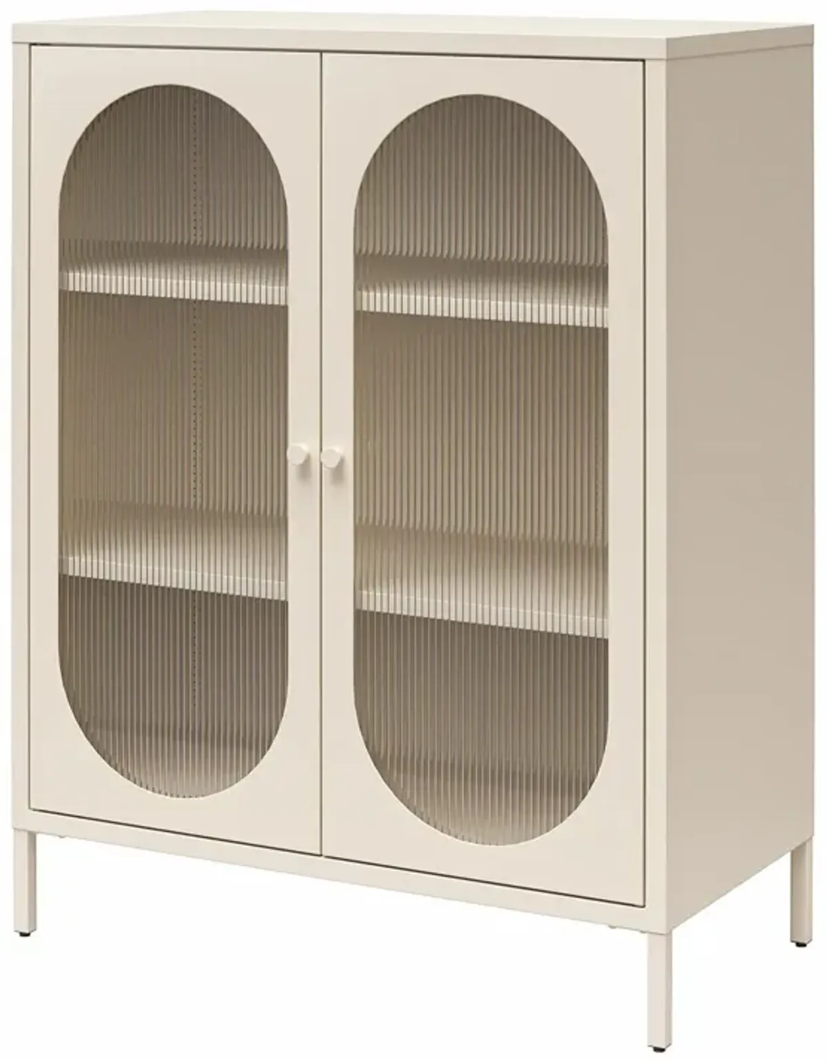 Luna Short 2 Door Accent Cabinet with Fluted Glass