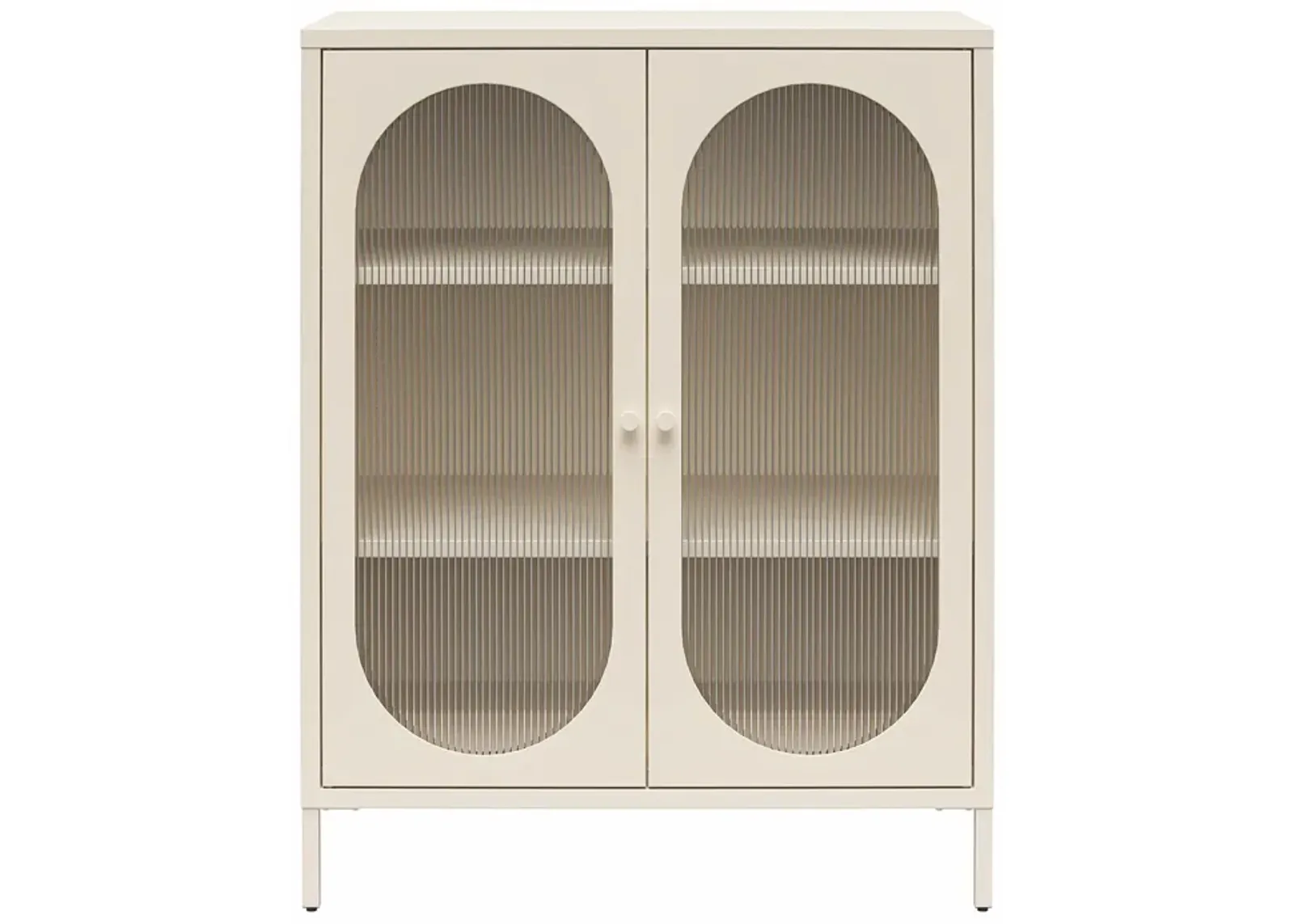 Luna Short 2 Door Accent Cabinet with Fluted Glass