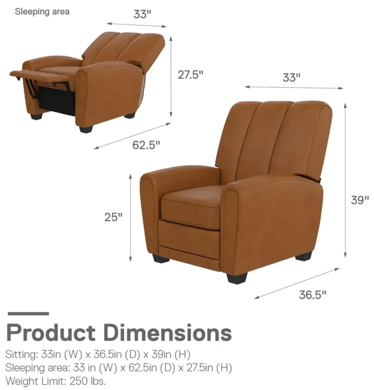 Vertical Channel Pushback Recliner Chair