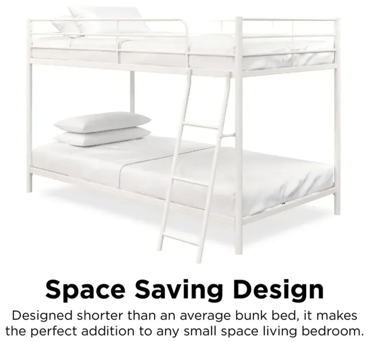 Small Space Junior Twin over Twin Metal Bunk Bed