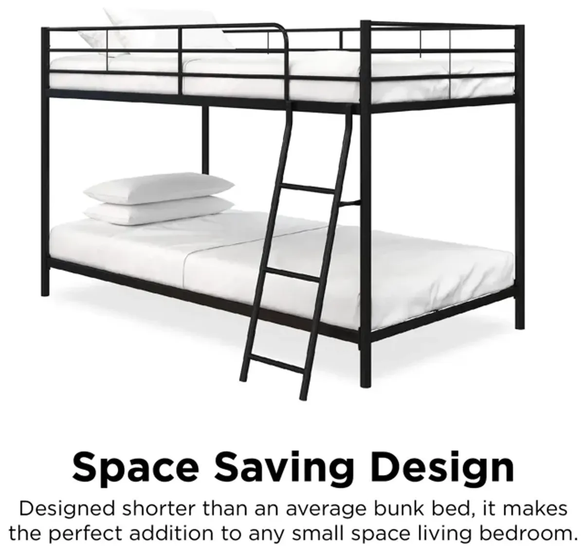 Small Space Junior Twin over Twin Metal Bunk Bed