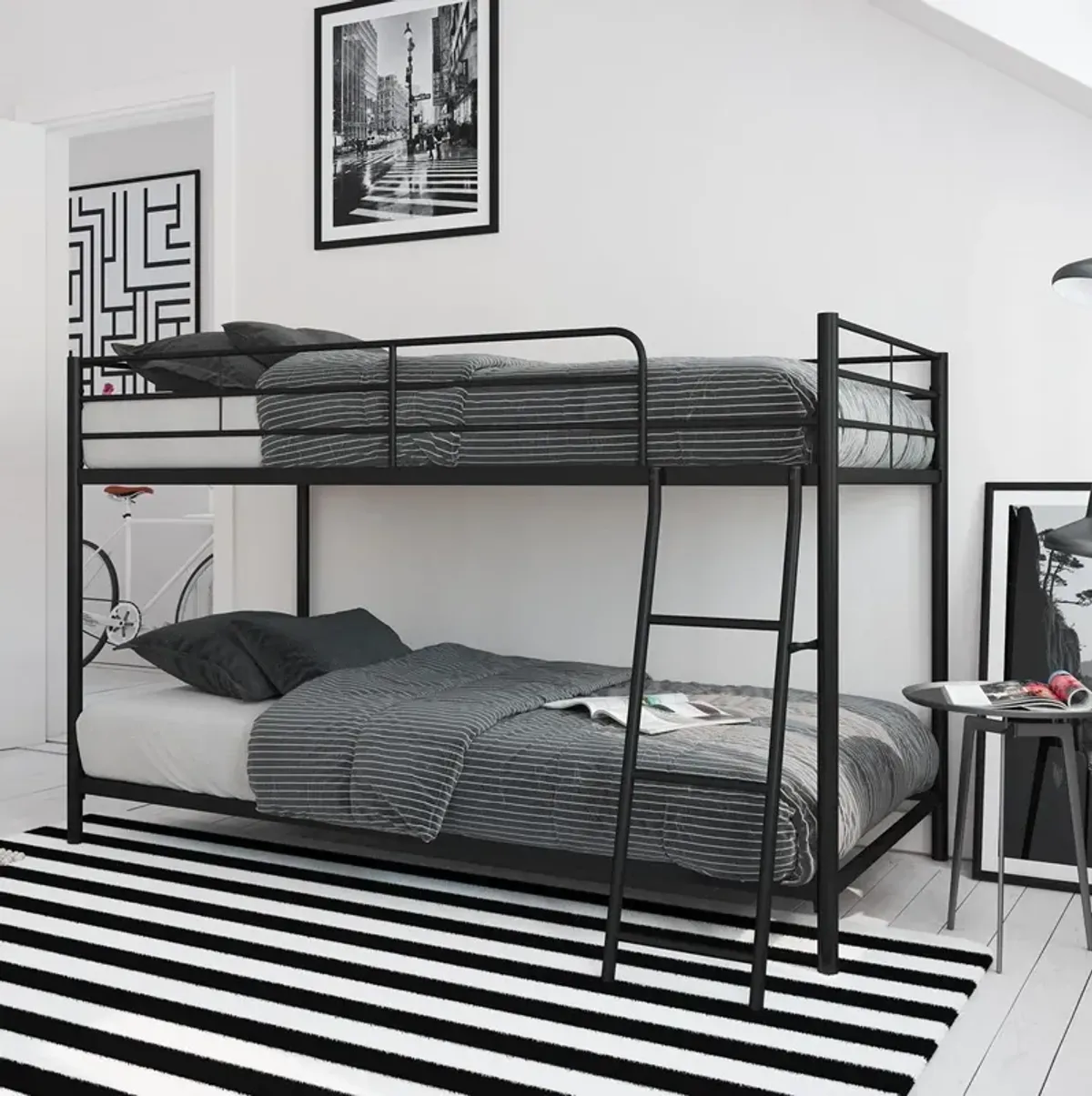 Small Space Junior Twin over Twin Metal Bunk Bed