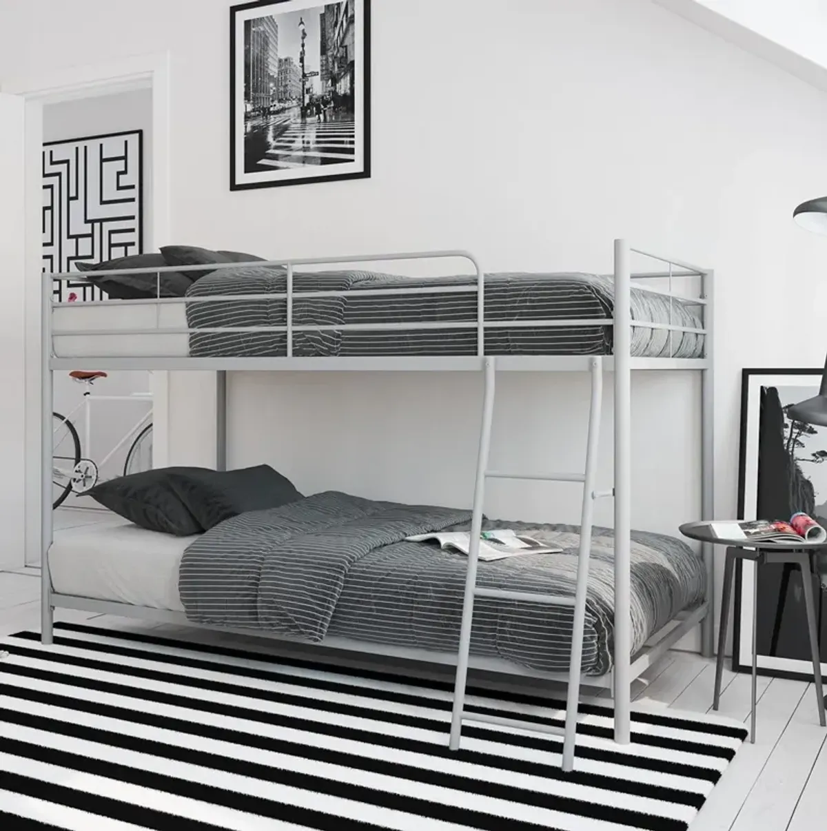 Small Space Junior Twin over Twin Metal Bunk Bed