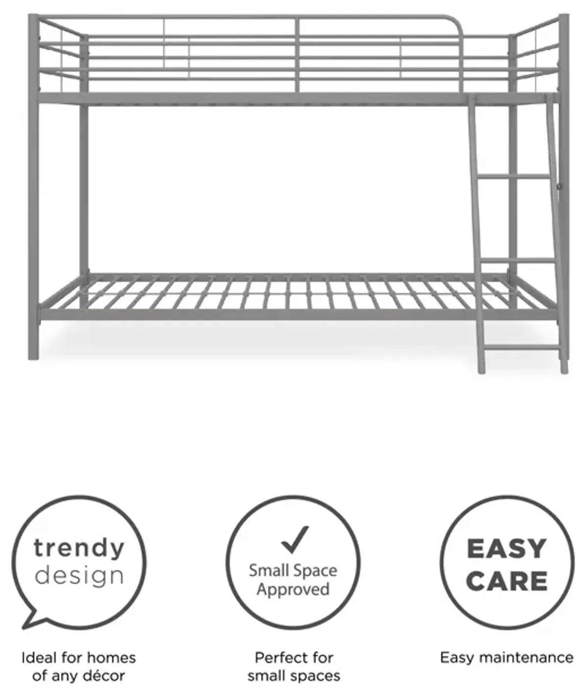 Small Space Junior Twin over Twin Metal Bunk Bed