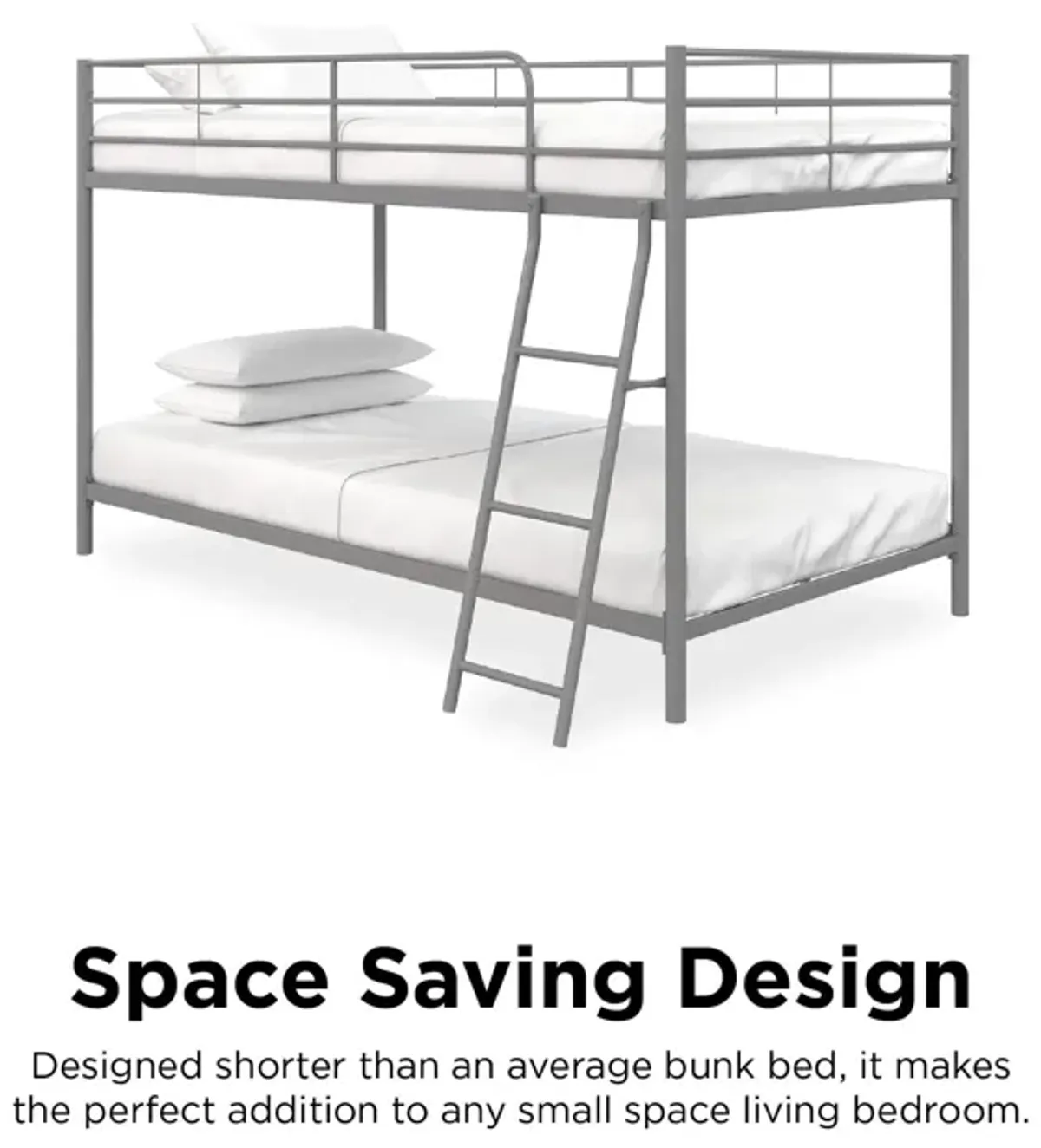 Small Space Junior Twin over Twin Metal Bunk Bed