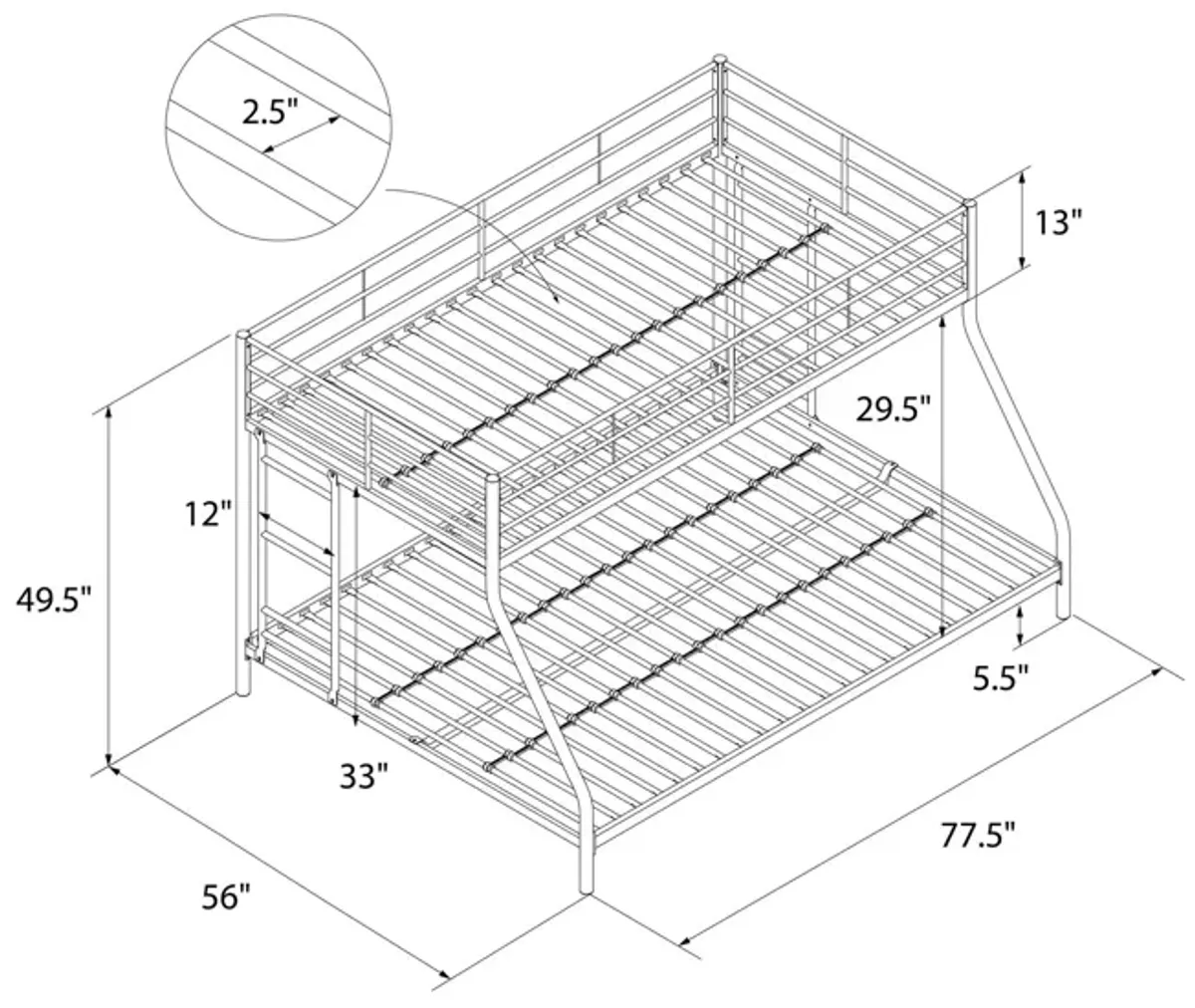 Small Space Junior Twin over Full Metal Bunk Bed