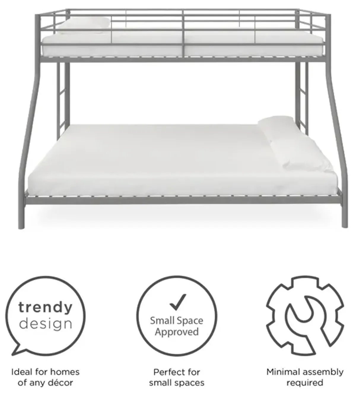 Small Space Junior Twin over Full Metal Bunk Bed