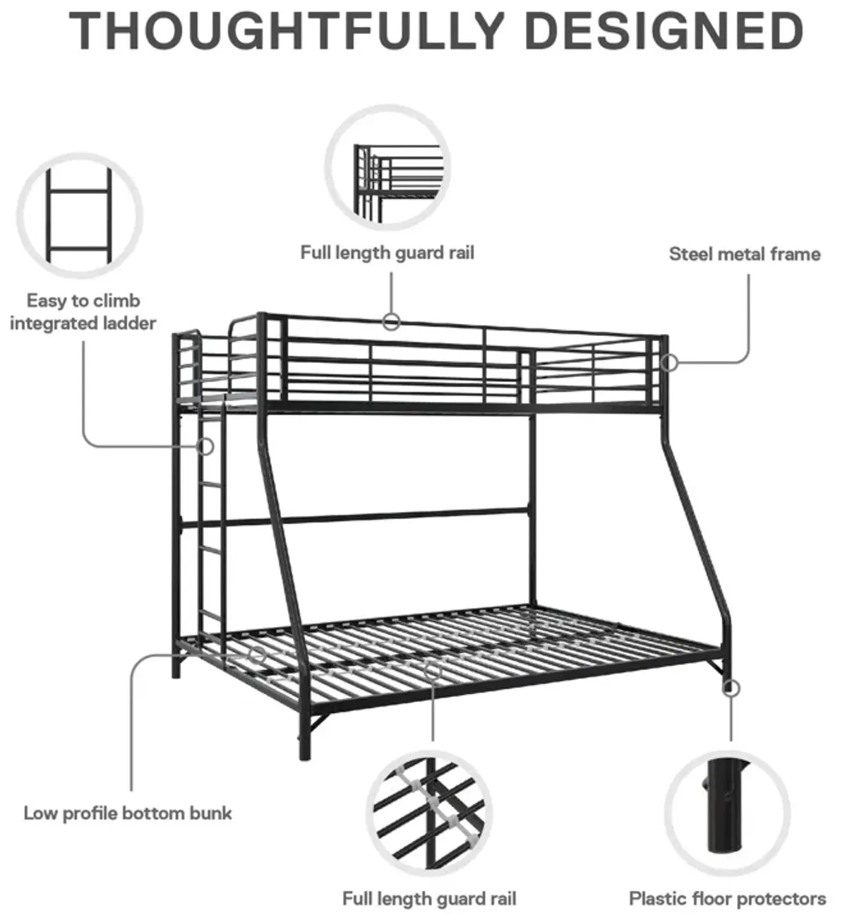 BrEZ Build Collection Easy Assembly Kids Metal Bunk Bed