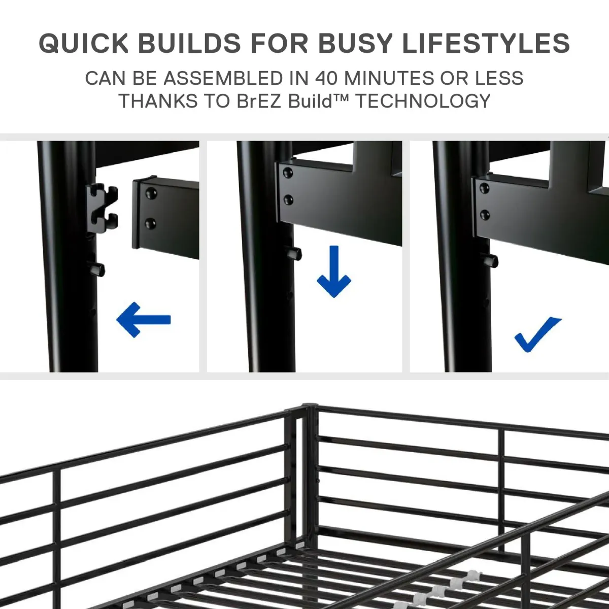 BrEZ Build Collection Easy Assembly Kids Metal Bunk Bed