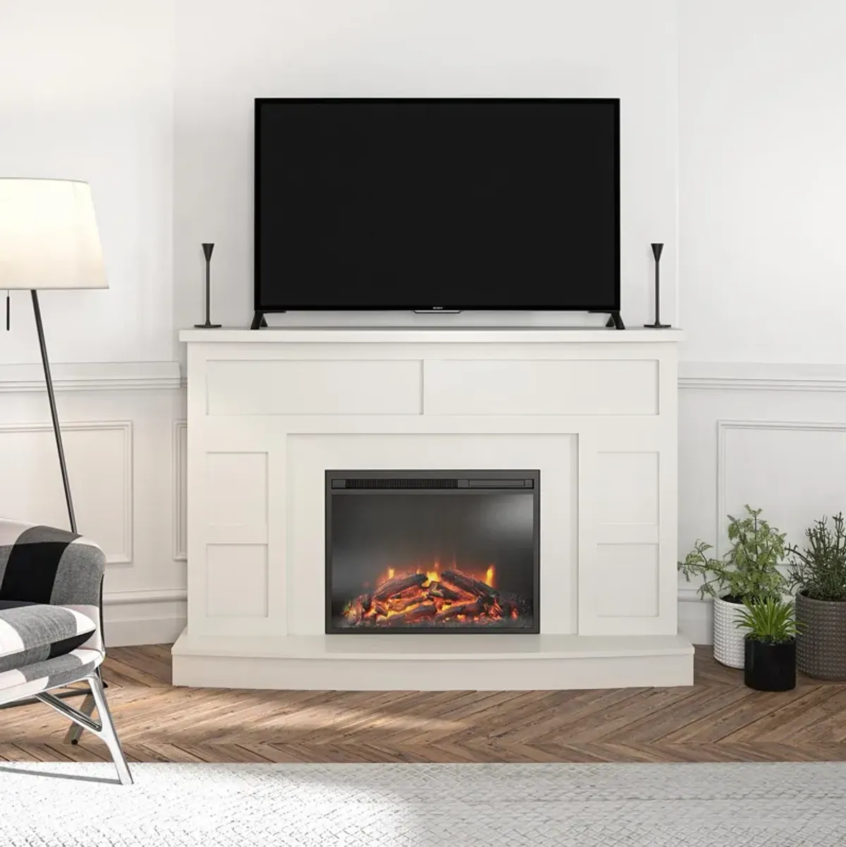 Barrow Creek Mantel with Fireplace TV Console for TVs up to 60