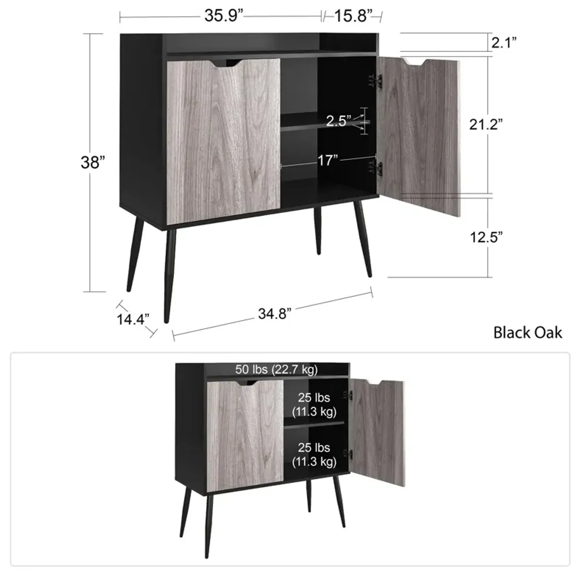 Grafton Bar Cabinet with 4 Shelves and 2 Bottle Dividers