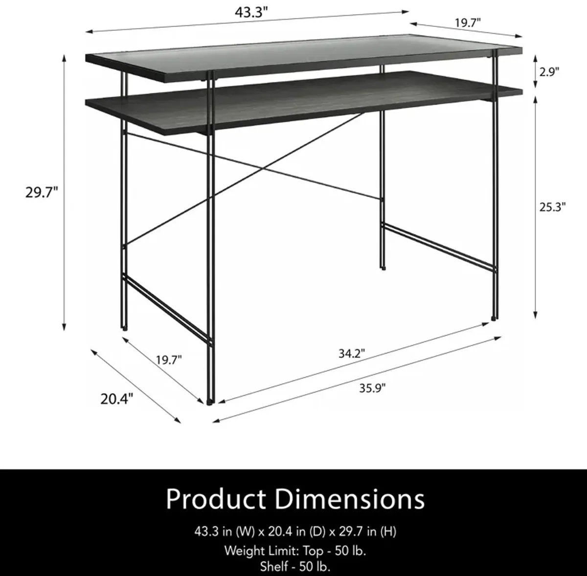 Vance Computer Desk with Woodgrain Finish