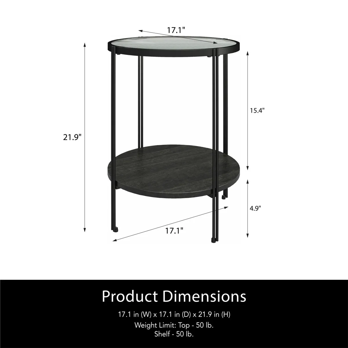 Vance Round End Table with Woodgrain Finish