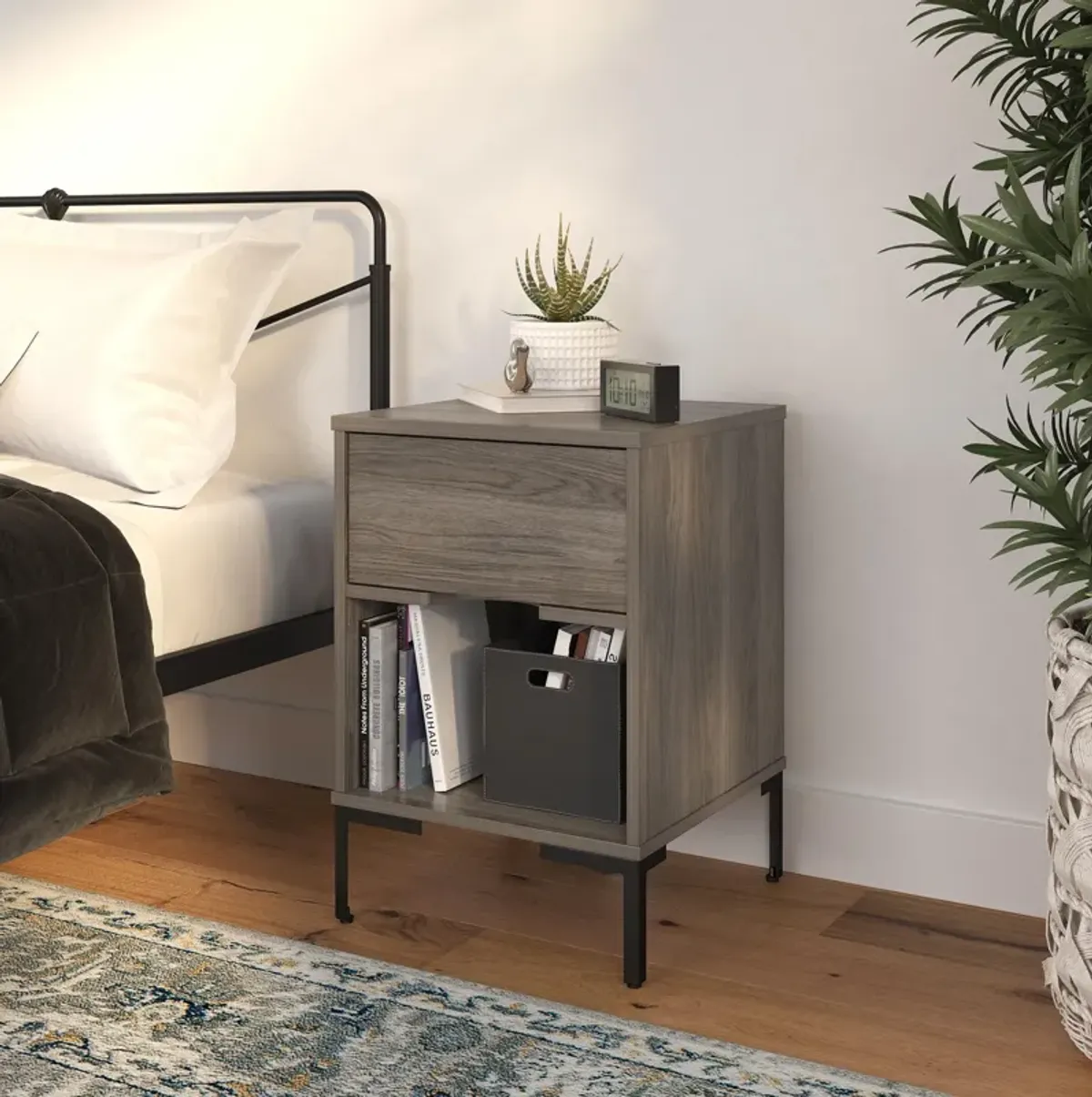 Rolland Nightstand with 1 Drawer and Open Cubby