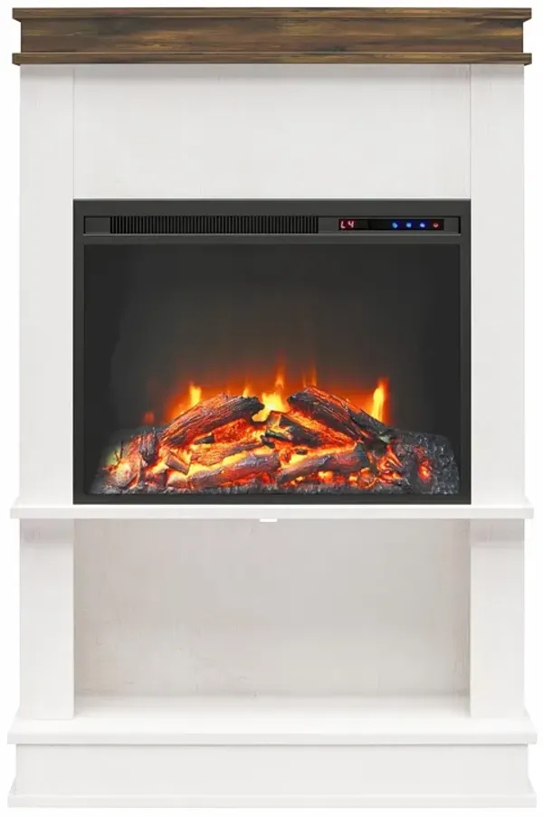 Mateo Electric Fireplace with Mantel and Open Shelf
