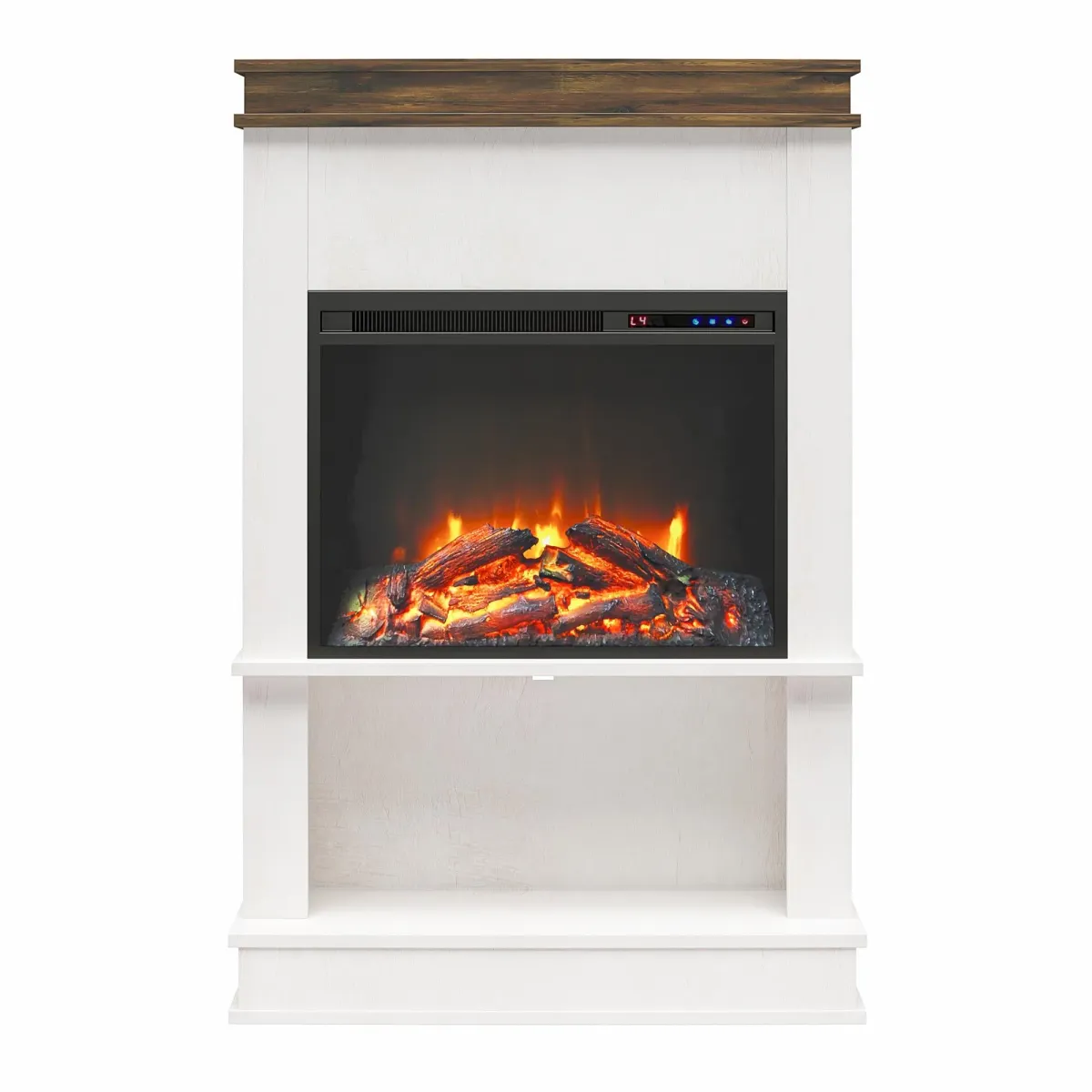 Mateo Electric Fireplace with Mantel and Open Shelf