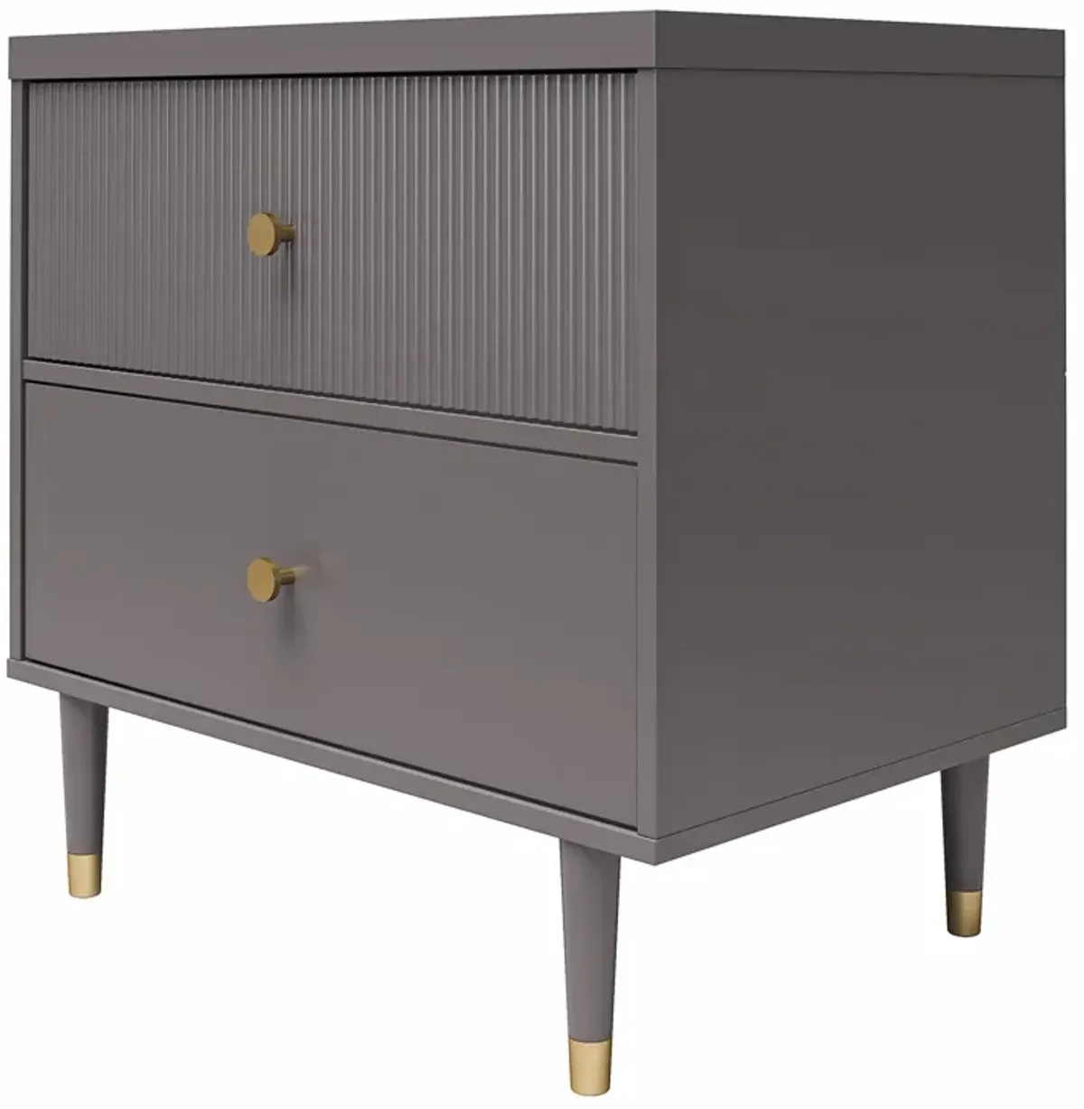 Elizabeth 2 Drawer Textured Nightstand with Gold Knobs