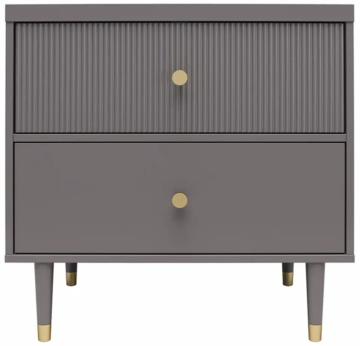 Elizabeth 2 Drawer Textured Nightstand with Gold Knobs