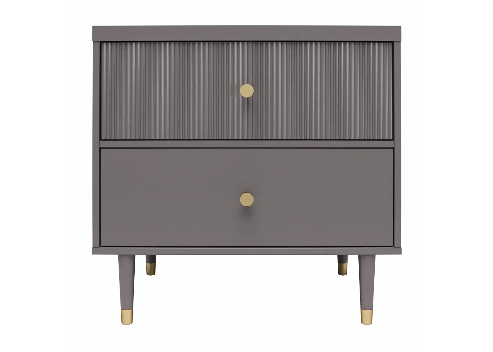 Elizabeth 2 Drawer Textured Nightstand with Gold Knobs