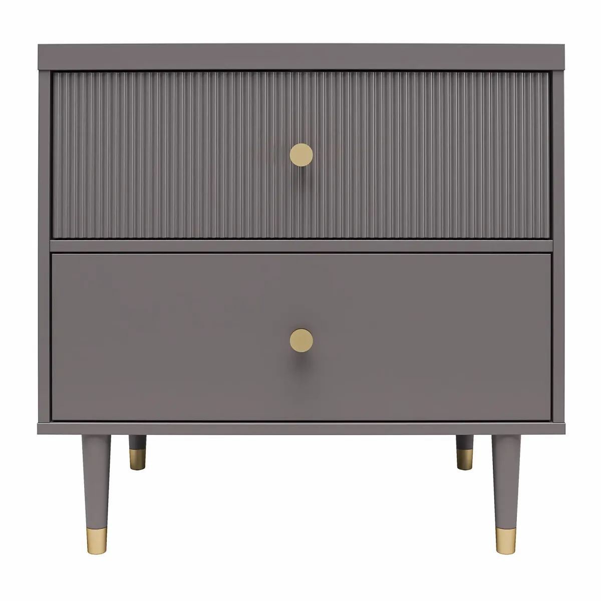 Elizabeth 2 Drawer Textured Nightstand with Gold Knobs