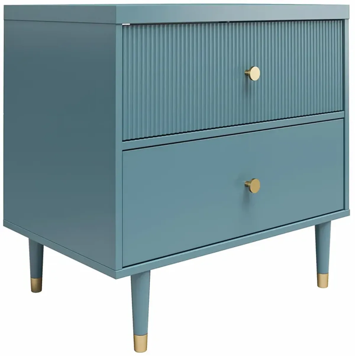 Elizabeth 2 Drawer Textured Nightstand with Gold Knobs