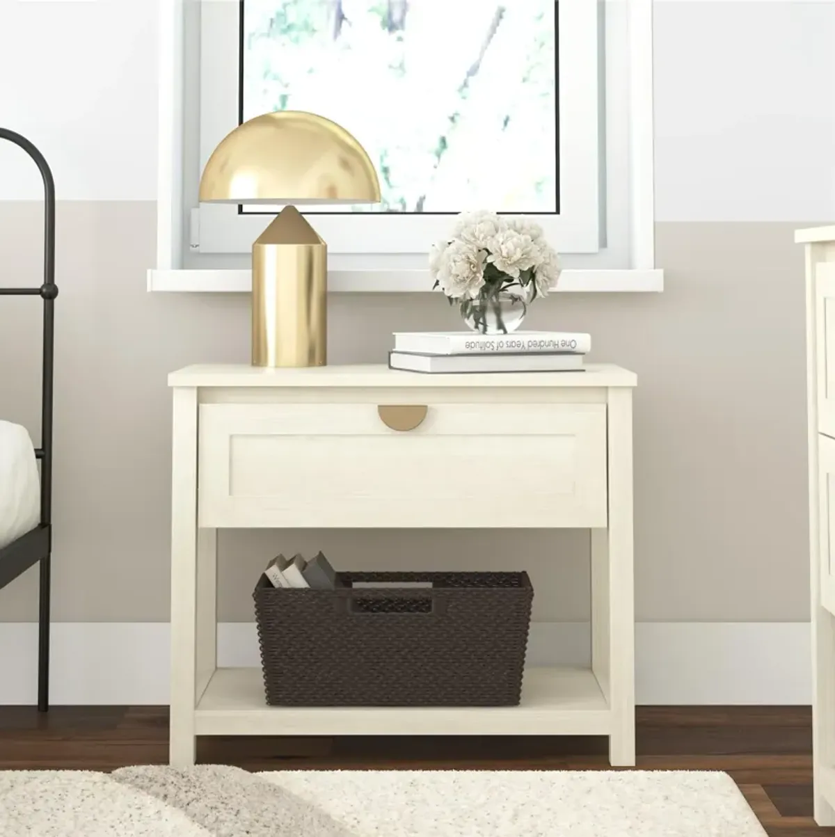 Primrose Wide 1 Drawer Nightstand with Open Shelf