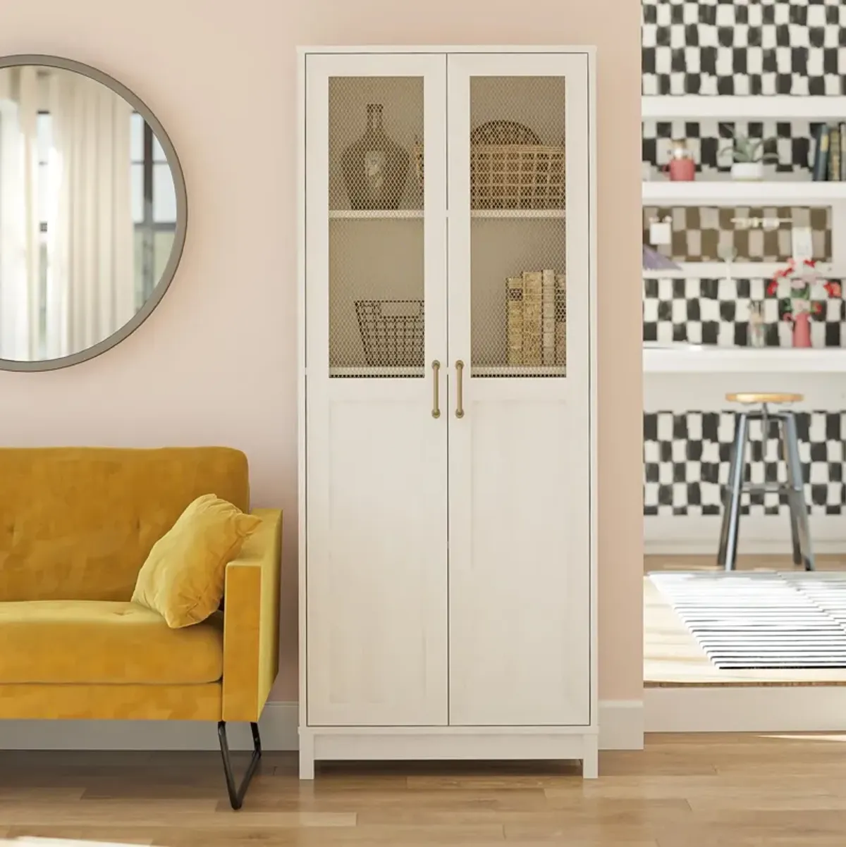 Tess 2 Door Wide Storage Cabinet with Modular Storage Options