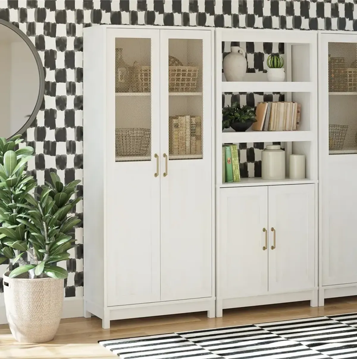 Tess 2 Door Wide Storage Cabinet with Modular Storage Options