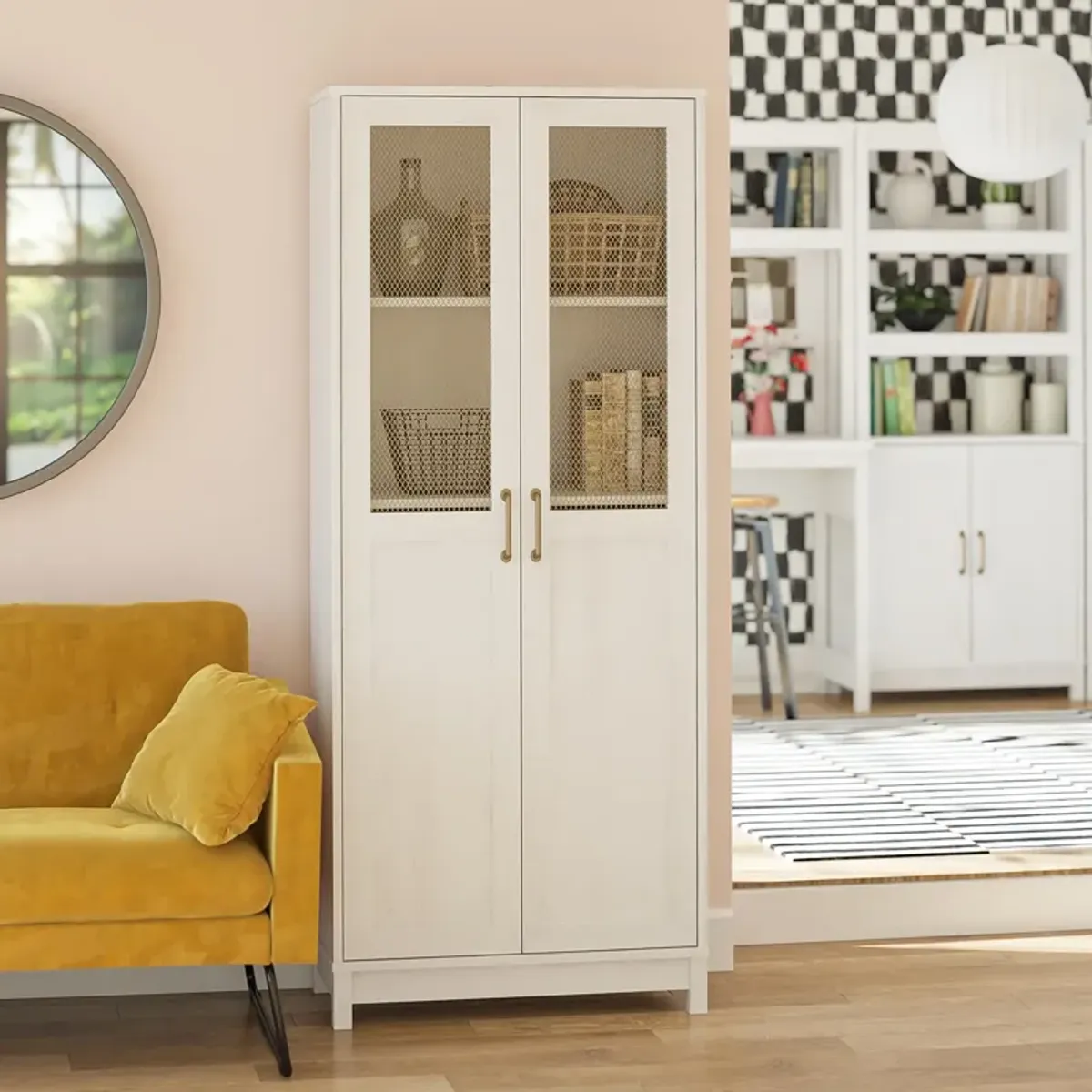 Tess 2 Door Wide Storage Cabinet with Modular Storage Options