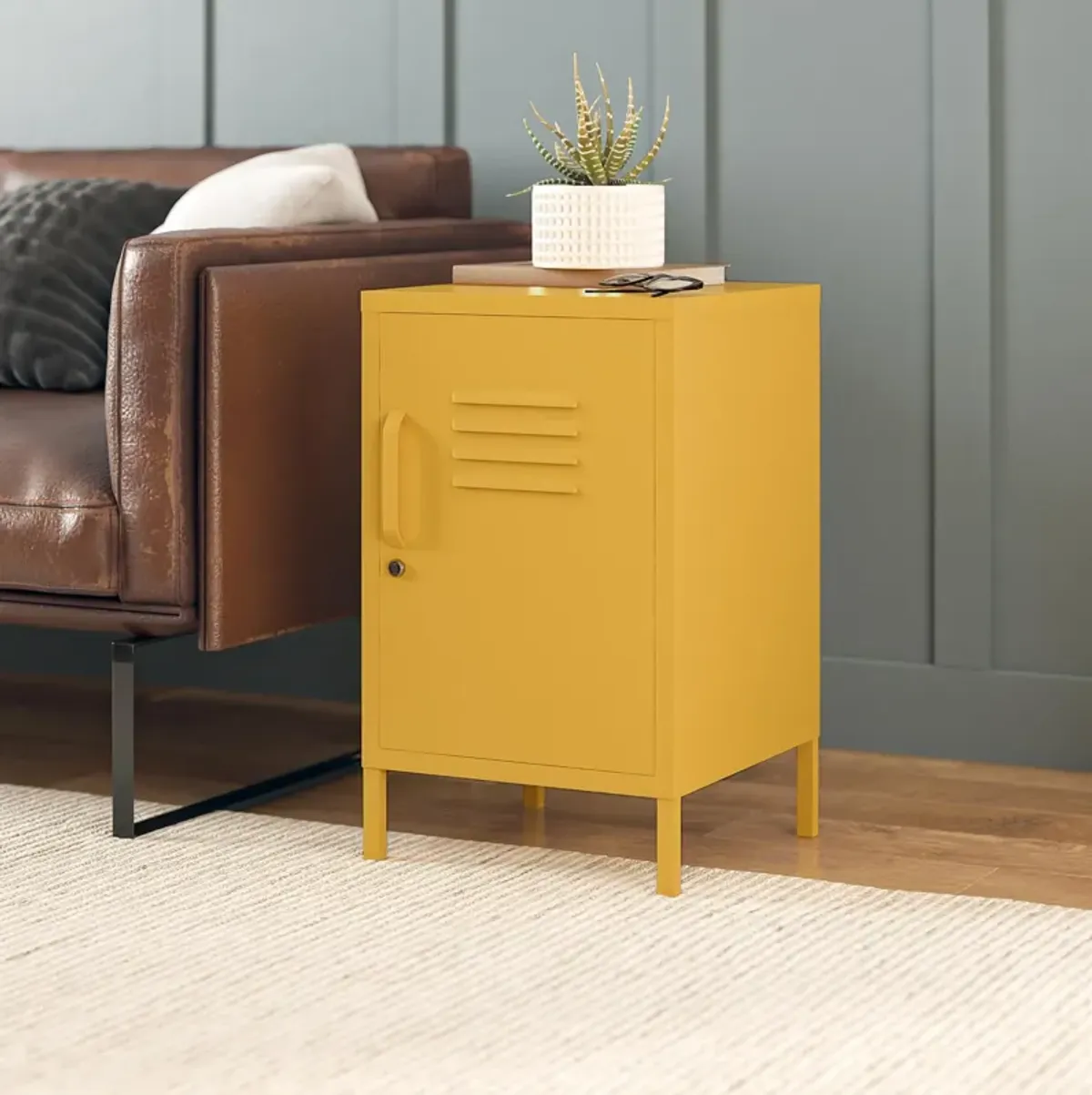 Shadwick 1 Door Metal Locker Style Livingroom End Table