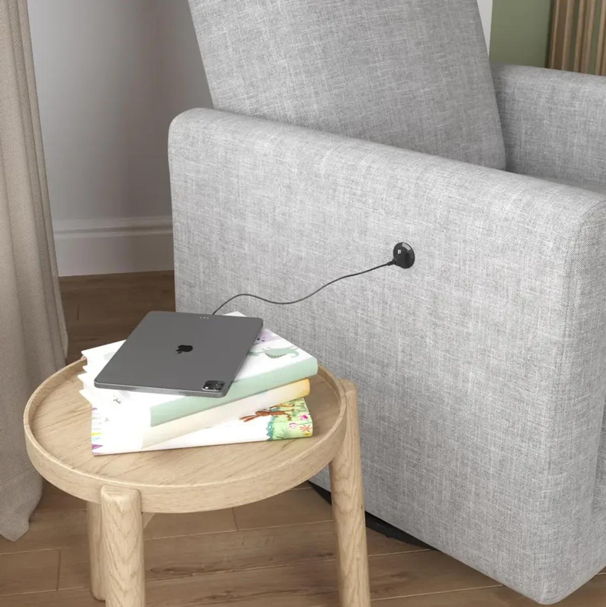 Step Swivel Nursery Chair with USB Charger