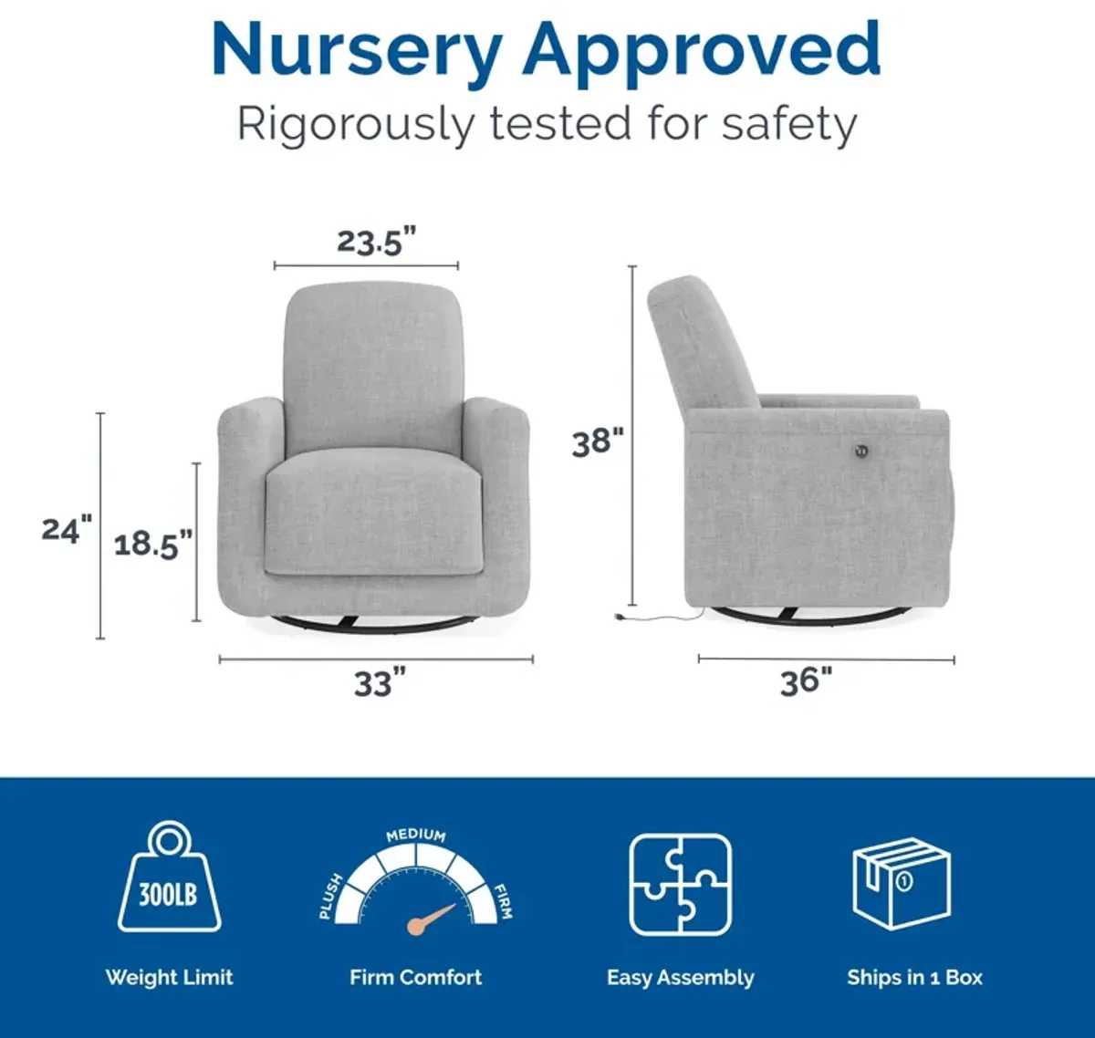 Step Swivel Nursery Chair with USB Charger