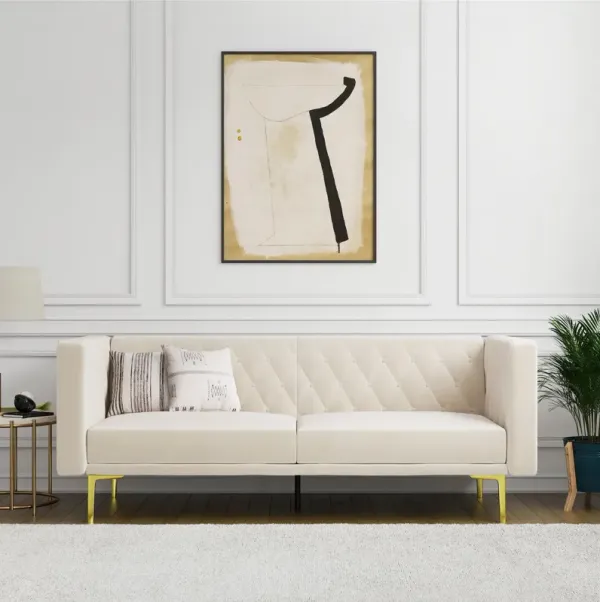 Markuise Tuxedo Sofa with Gold Finish Metal Legs