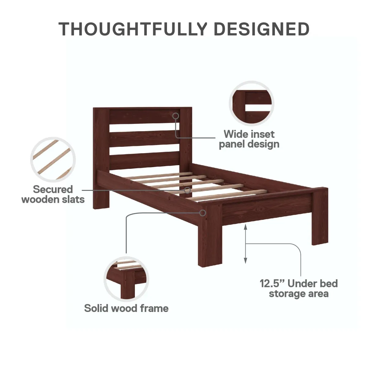 Davian Kids Platform Bed Frame in Solid Wood