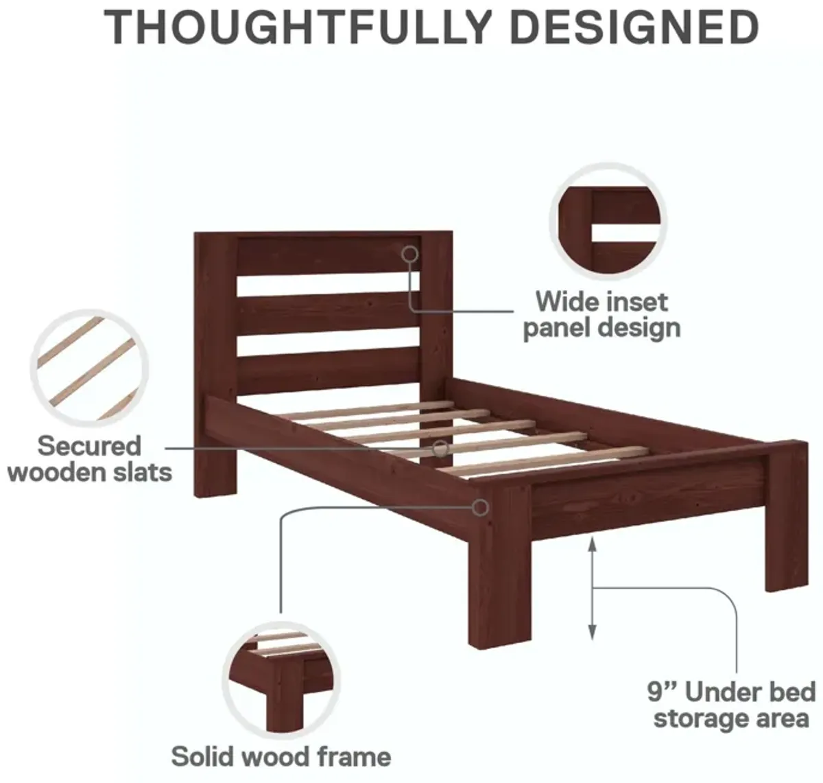 Davian Kids Platform Bed Frame in Solid Wood