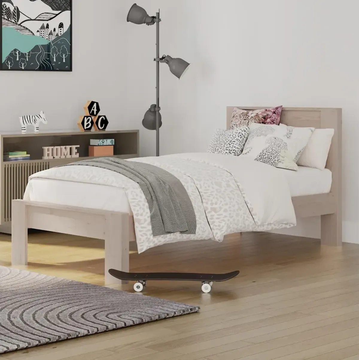 Davian Kids Platform Bed Frame in Solid Wood