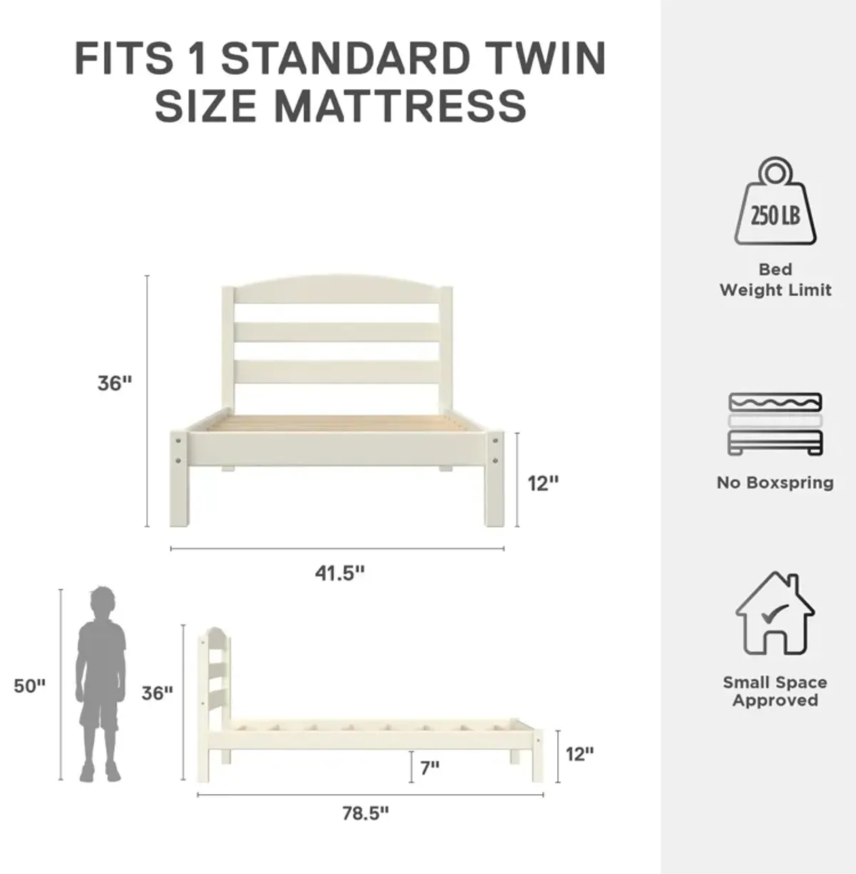 Brycen Kids Twin Size Wood Platform Bed Frame