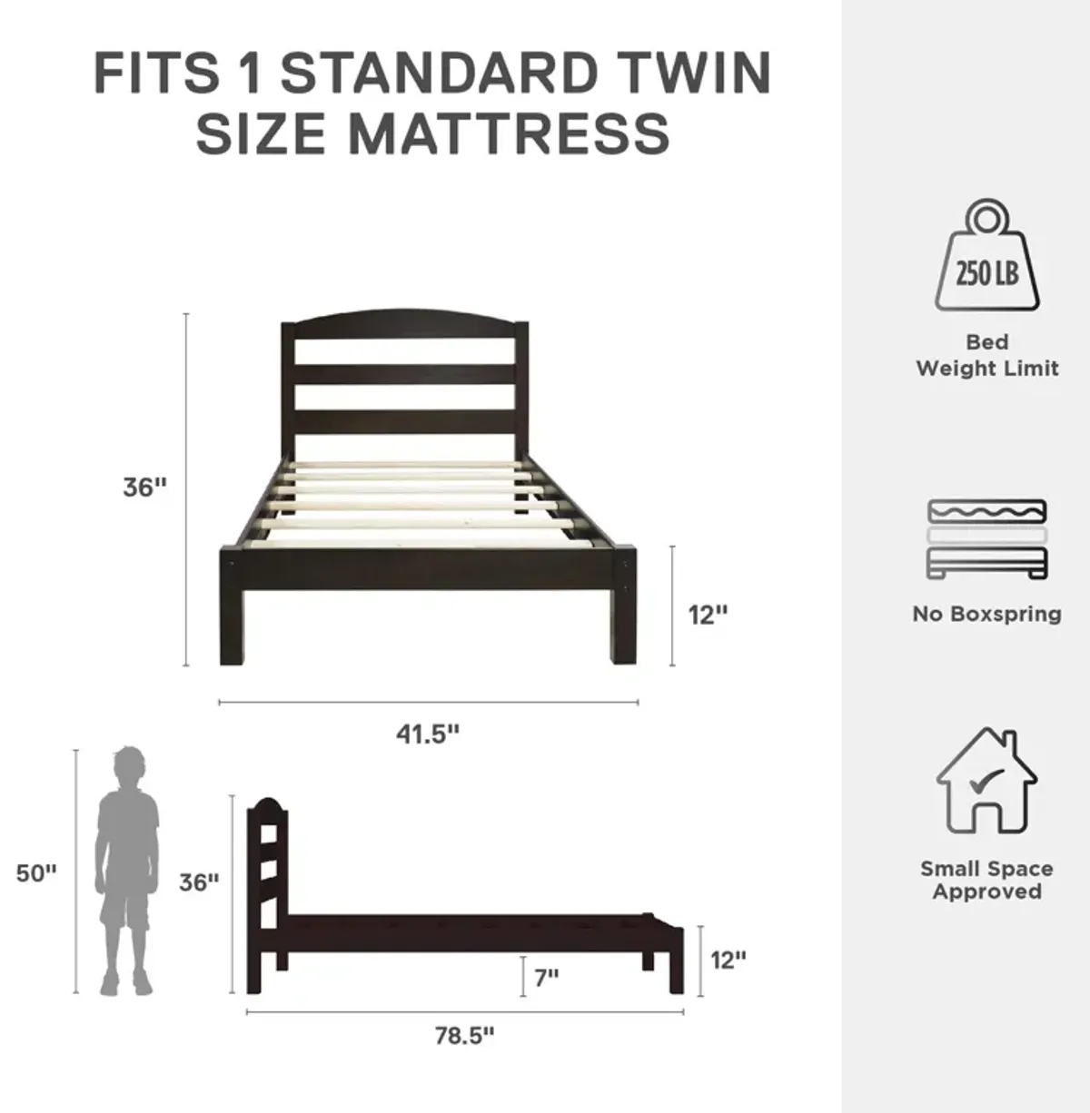 Brycen Kids Twin Size Wood Platform Bed Frame