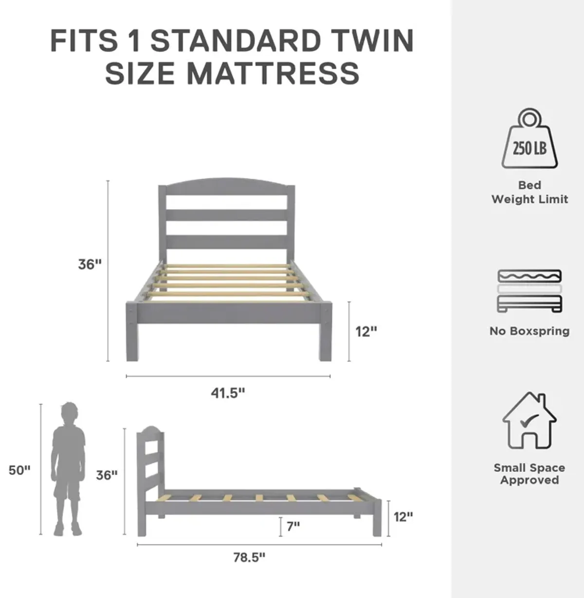 Brycen Kids Twin Size Wood Platform Bed Frame