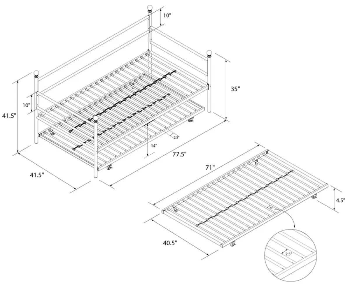 Kyrie Modern Metal Daybed with Trundle