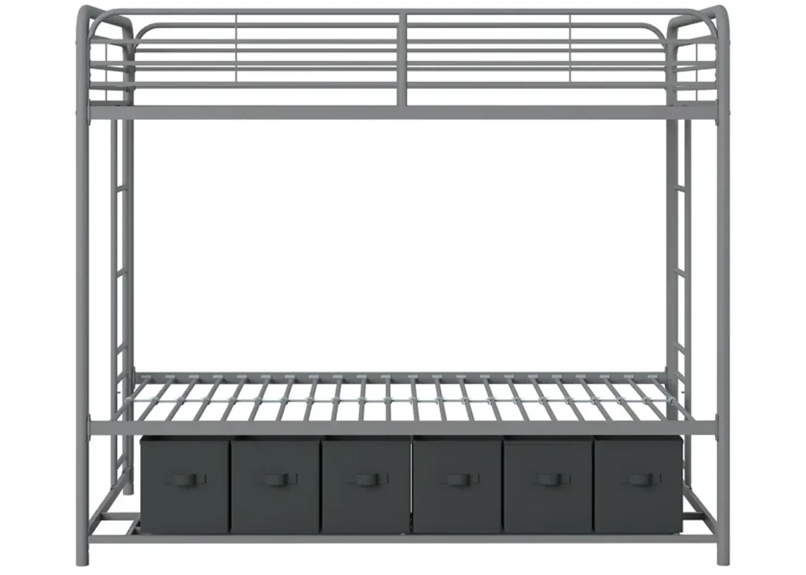 Travis Twin over Twin Metal Bunk Bed with Storage Bins