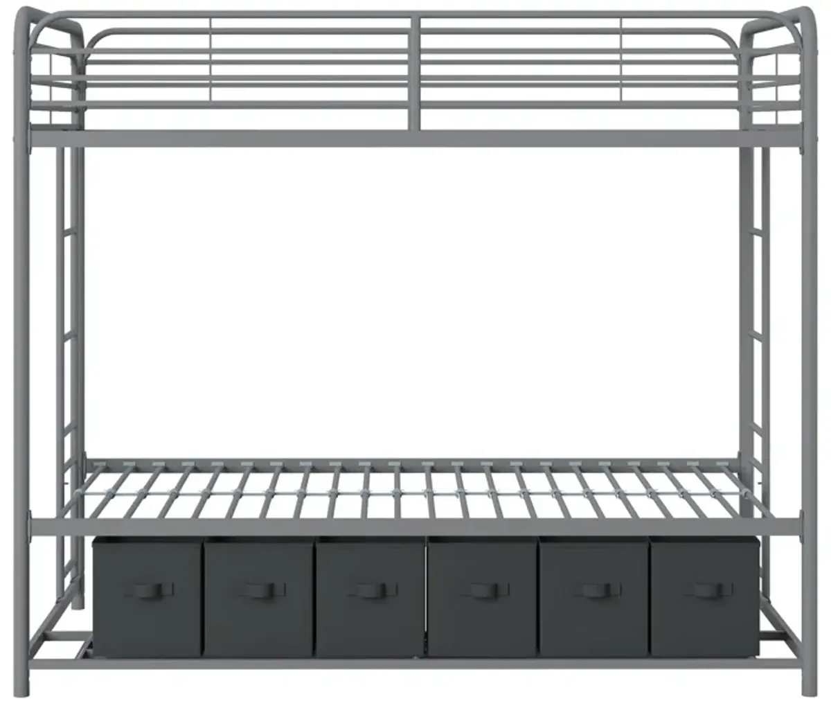 Travis Twin over Twin Metal Bunk Bed with Storage Bins