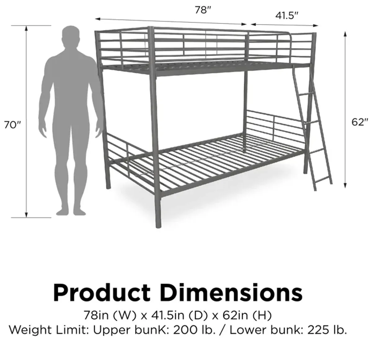 Malcolm Convertible Twin over Twin Metal Bunk Bed