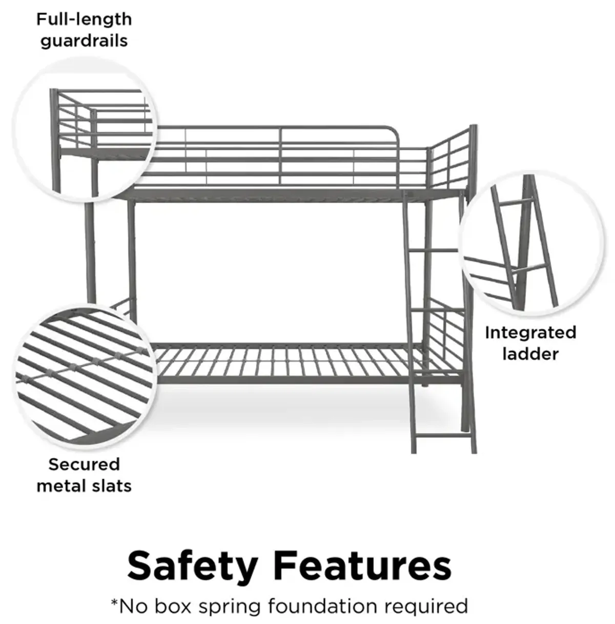 Malcolm Convertible Twin over Twin Metal Bunk Bed