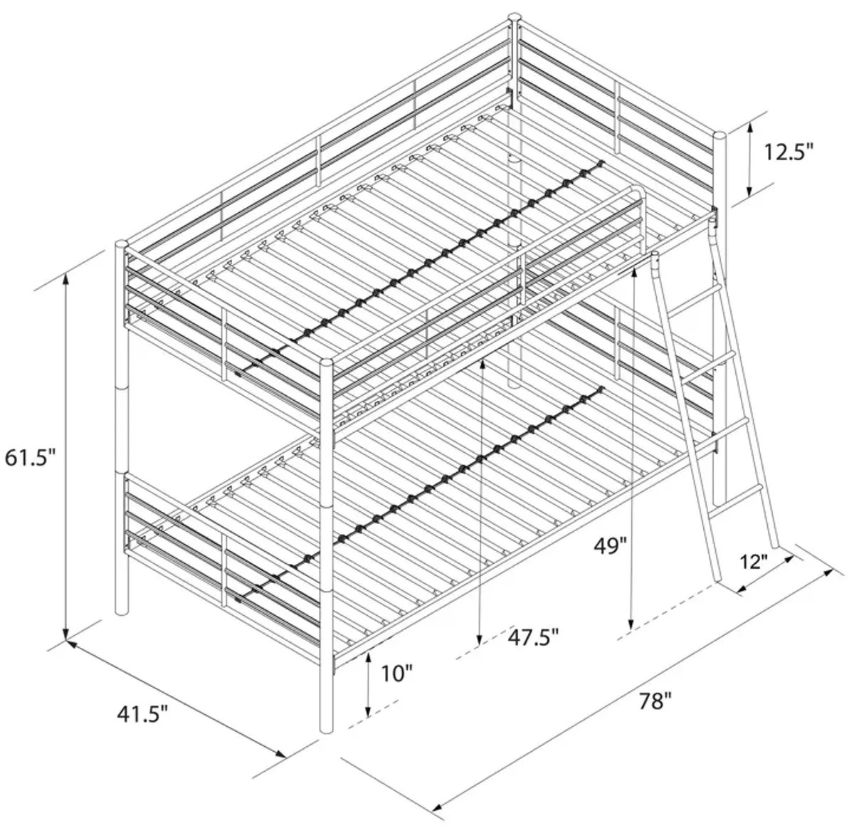 Malcolm Convertible Twin over Twin Metal Bunk Bed