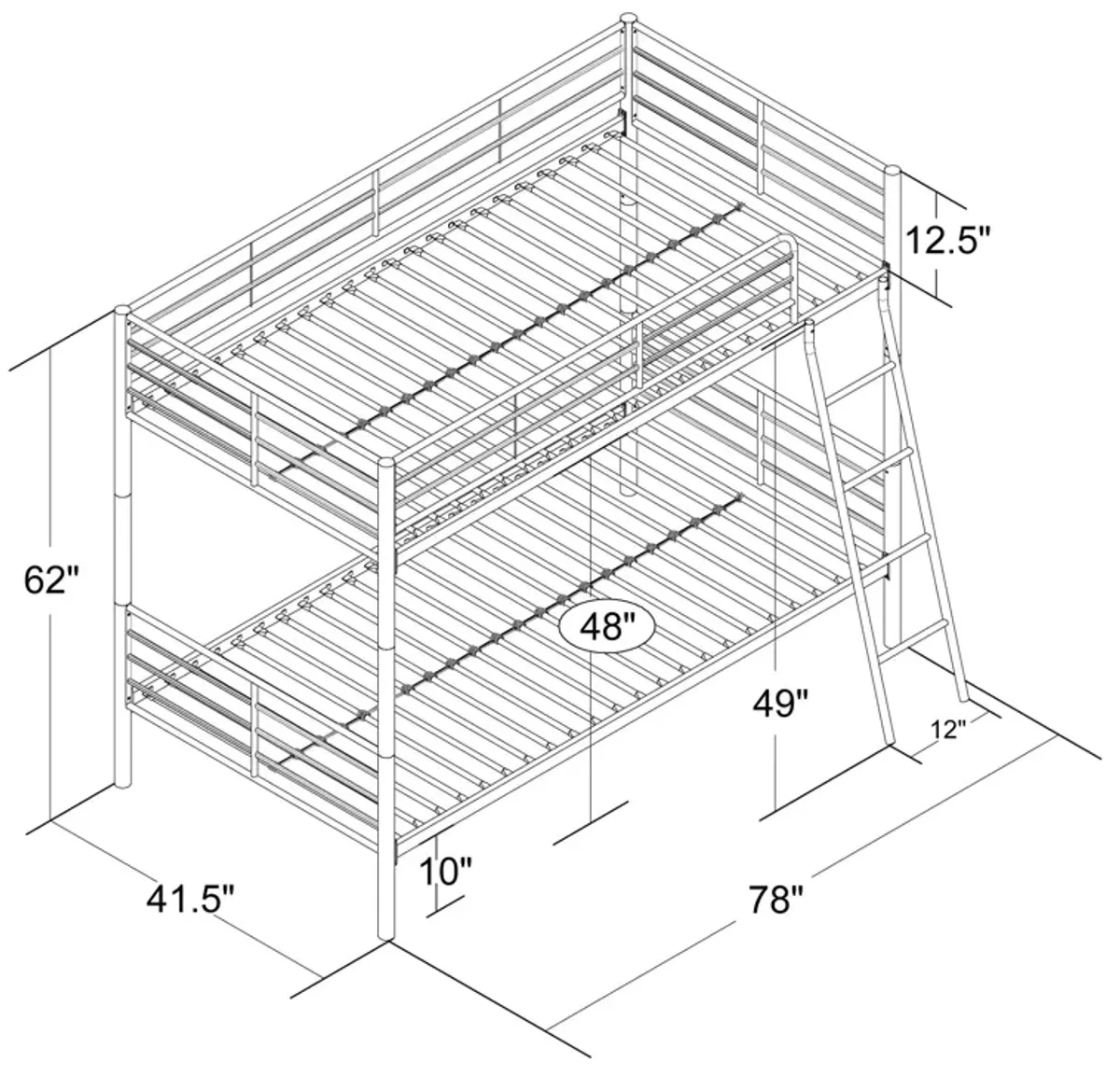 Malcolm Convertible Twin over Twin Metal Bunk Bed