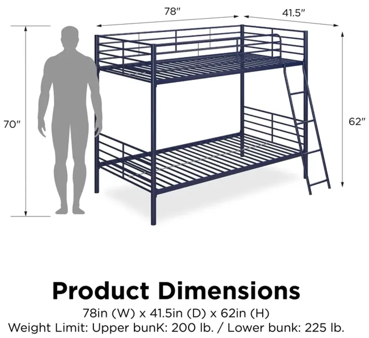 Malcolm Convertible Twin over Twin Metal Bunk Bed