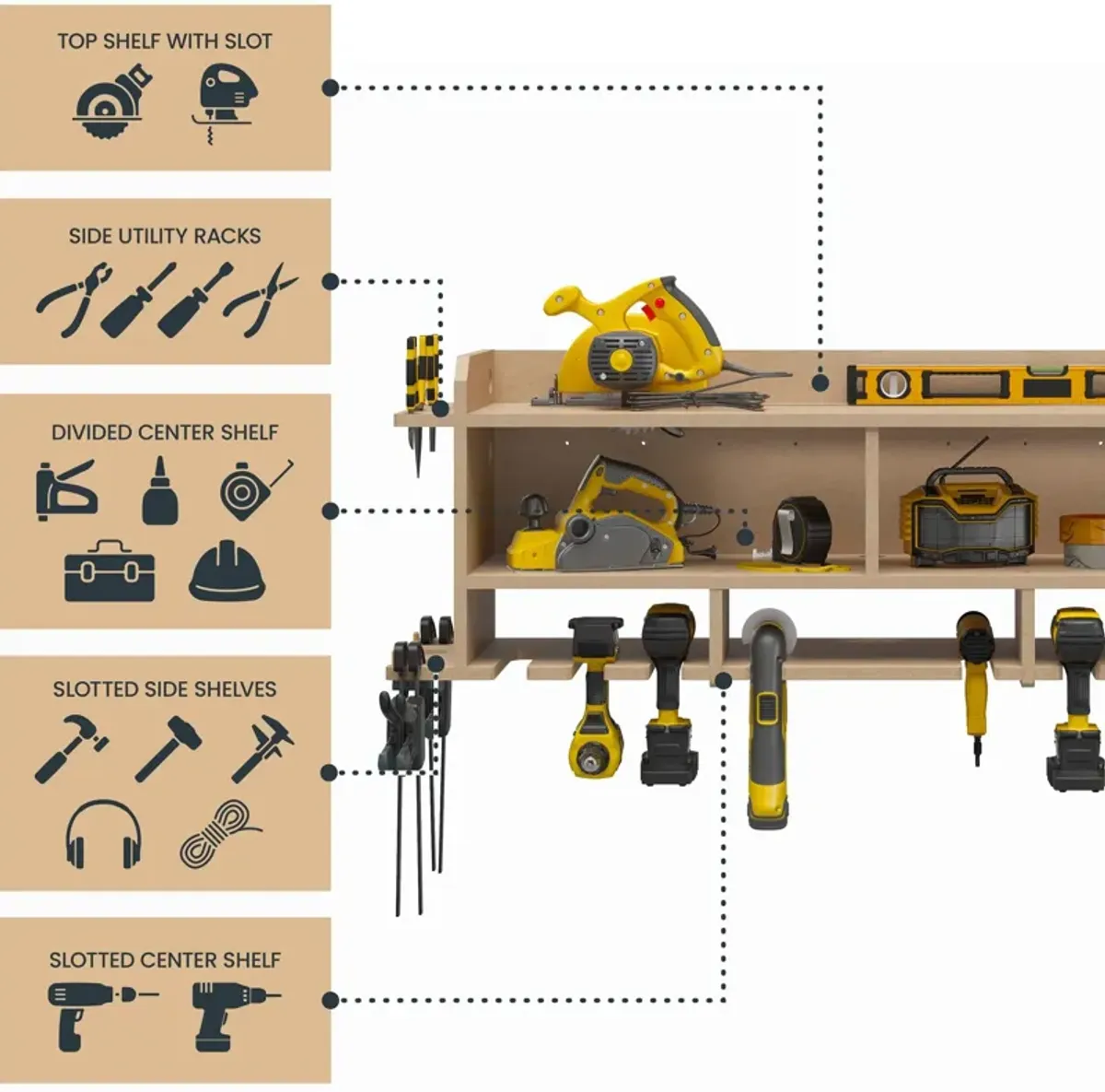 Benford 48" Extra Wide Wall Mount Tool Organizer