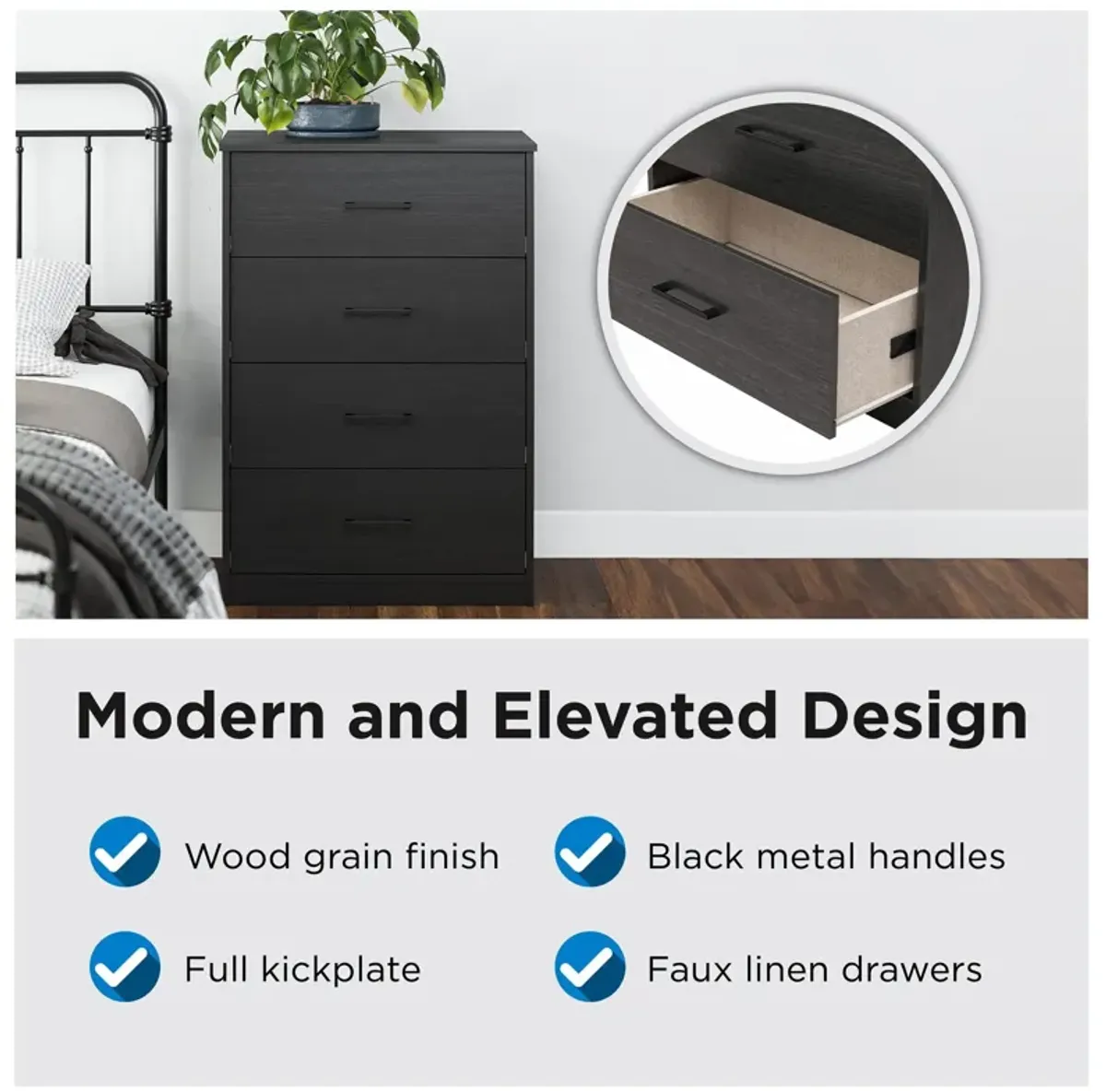 Easy Build Pearce 4 Drawer Dresser with Interlocking SwitchLock™ System