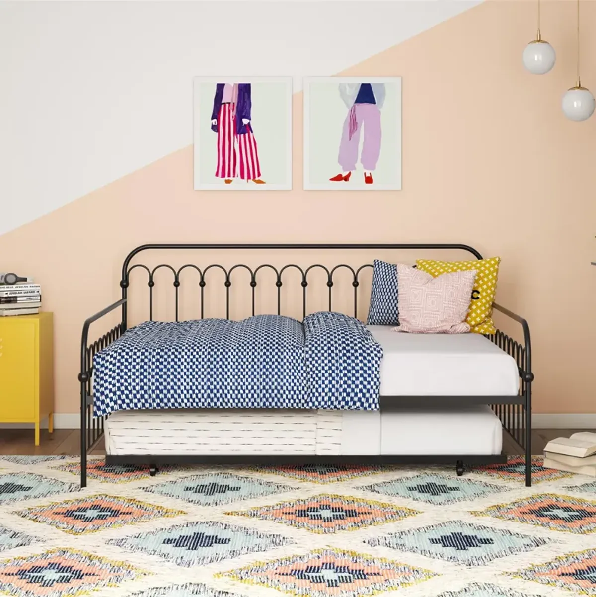 Bright Pop Metal Daybed with Trundle